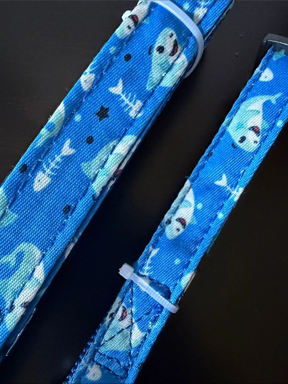 Blue Shark Print Pet Collar and Leash Set